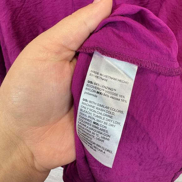 Chico's Plus Size Purple Fuchsia Tie Front Blouse Size 4/20W - Picture 6 of 8